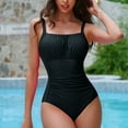 thumbnail image 1 of Guieoi Swimsuits for Women Plus Size Solid Color Padded Underwire-Free Tummy-Control Slimming Backless One-Piece Swimsuit Black XL, 1 of 7