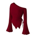 thumbnail image 1 of Guieoi Tops for Women Plus Size Womens V-neck Brushed Solid Color Long Sleeved Top Red Black*Friday/Cyber*Monday, 1 of 4
