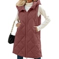 thumbnail image 1 of Guieoi Winter Jacket for Women Casual Long-Sleeve Vest Padded with Stand-Up Collar Hood and Pockets Coats Wine L, 1 of 9