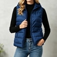 thumbnail image 1 of Guieoi Winter Jacket for Women Striped Checkered Hooded Vest with Zipper Lining and Pockets Coats Navy S, 1 of 7