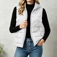 thumbnail image 1 of Guieoi Winter Jacket for Women Striped Checkered Hooded Vest with Zipper Lining and Pockets Coats White L, 1 of 7