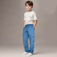 thumbnail image 1 of Guieoi Winter Warm Pants Plus Size Boys and Childrens Casual Sports Sweatpants Trendy Drawstring Jogger Pants Sweatpants Lightweight for 3-13Years Blue, 1 of 7