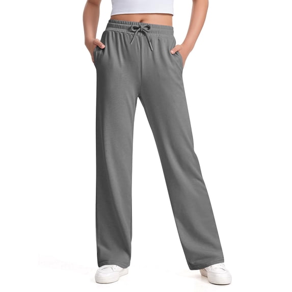 Guieoi Winter Warm Pants Plus Size Girls and Childrens Casual Sports Sweatpants Trendy Drawstring Jogger Pants Sweatpants Lightweight for 3-13Years Gray