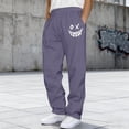 thumbnail image 1 of Guieoi Winter Warm Pants Plus Size Men's Fashion Drawstring Elastic Waist Solid Color Casual Sweat Length Pants Purple, 1 of 8
