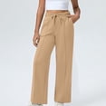thumbnail image 1 of Guieoi Winter Warm Pants Plus Size Women's Wide Leg Sport Casual Loose High Waisted Drawstring Pants with Pockets Brown, 1 of 9