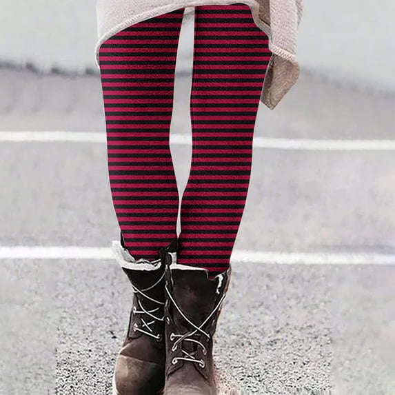 Guieoi Women Leggings under $5 Women Print Casual Hip Lifting Yoga Pants Leggings Elastic Pants Leggings Tight Pants Red L