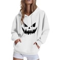 thumbnail image 1 of Guieoi Women Long Sleeve Hoodie Sweatshirts with Hoodie Graphic Winter Tops with Pocket Casual Loose Sweatshirt Plus Size White, 1 of 4