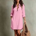 thumbnail image 1 of Guieoi Women's Elegant Casual Vacation-Style Long-Sleeve Shirt Dress Fall with Two Pockets Pink L, 1 of 6