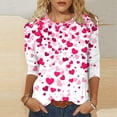 thumbnail image 1 of Guieoi Women's Plus Size Tops,Fashion Women Valentine's Day Print Long Sleeve 3/4 Sleeve Pullover Novelty Graphic Tops Pink L, 1 of 5