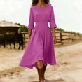 thumbnail image 1 of Guieoi Womens Dresses Fall Plus Size Spring Round-Neck Loose Casual Long-Sleeve (Back Zipper) Maxi Dress Pink XXL, 1 of 7