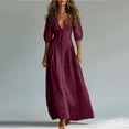 thumbnail image 1 of Guieoi Womens Dresses Fall Plus Size V-Neck Loose Casual Short-Sleeve Button-Down Dress Red L, 1 of 7