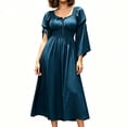 thumbnail image 1 of Guieoi Womens Dresses Long Sleeve Fashionable Court Style Long Dress Blue S, 1 of 7