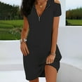 thumbnail image 1 of Guieoi Womens Dresses Plus Size 2026 New Trendy Summer Zipper Neckline Off-Shoulder Dress Short Sleeve V-Neck Dress Black XXXL, 1 of 7