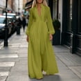 thumbnail image 1 of Guieoi Womens Dresses Plus Size Collared 3/4-Sleeve Side-Slit Floral Print Dress with Pockets Green XL, 1 of 5