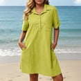 thumbnail image 1 of Guieoi Womens Dresses Plus Size Spring Summer Dresses for Women 2026 Casual Lapel-Collar Long Shirt Dress Yellow XXXXL, 1 of 7