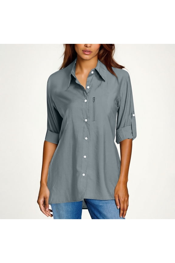Womens Shirts under $5 Women's Long Sleeve Sun Protection Shirts Outdoor Fast Dry Fishing Hiking Travel Shirts Gray Black*Friday/Cyber*Monday Clearance