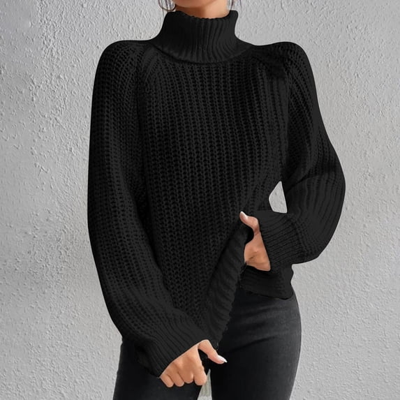 Guieoi Womens Sweaters 2025 Winter Trendy Women Long Sleeve Pullove TurtleNeck-Neck Casual Sweater Tops Black Black*Friday/Cyber*Monday Clearance