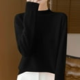 thumbnail image 1 of Guieoi Womens Sweaters 2025 Winter Trendy Womens Sweaters Clearance Casual Semi High Neck Solid Color Loose Base Knitted Sweater Black Black*Friday/Cyber*Monday Clearance, 1 of 3
