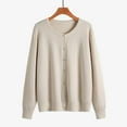 thumbnail image 1 of Guieoi Womens Sweaters 2025 Womens Solid Round Neck Sweater Jacket Cardigan Round Neck Sweater Beige Black*Friday/Cyber*Monday Clearance, 1 of 6