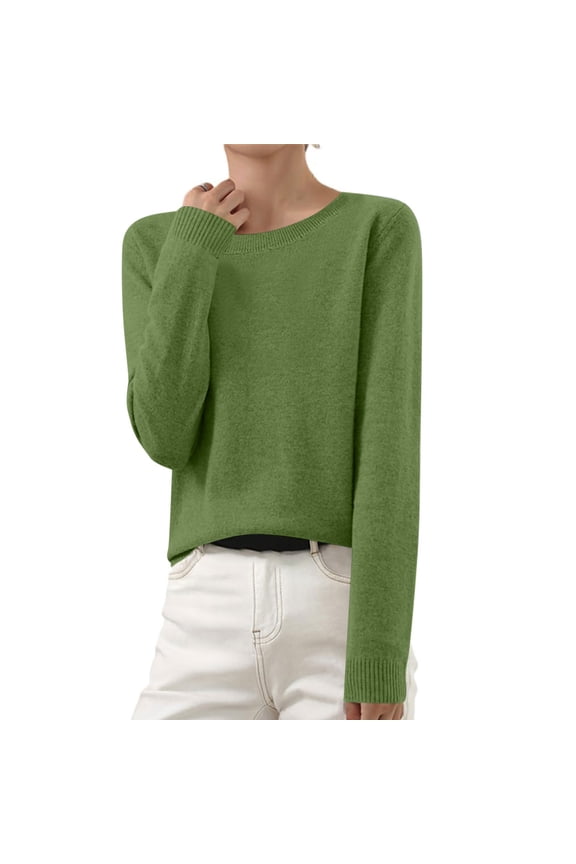Womens Sweaters 2025 Womens Sweaters Clearance Fall Round Neck Long Sleeve Plus Oversize Cardigan Knitted Outerwear Green Black*Friday/Cyber*Monday Clearance