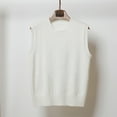 thumbnail image 1 of Guieoi Womens Sweaters 2025 Womens Sweaters Clearance Fall and Winter Warm Keeping Trendy Round Neck Knitted Overlapping Cuff Sweater Vest White Black*Friday/Cyber*Monday Clearance, 1 of 4