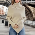 thumbnail image 1 of Guieoi Womens Sweaters 2025 Womens Sweaters Clearance Irregular High Neck Button Shirt Knitted Shawl Top Brown Black*Friday/Cyber*Monday Clearance, 1 of 3