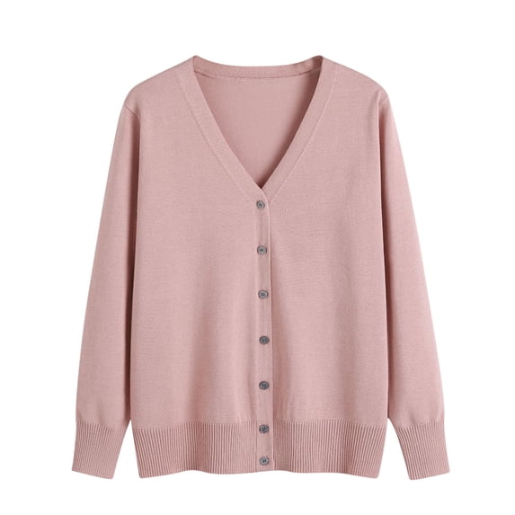 Guieoi Womens Sweaters 2025 Womens Sweaters Clearance Plus Size Fall Sweater Cardigan V-Neck Long Sleeve Oversize WCardigan Knitted Outerwear Pink Black*Friday/Cyber*Monday Clearance