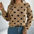 thumbnail image 1 of Guieoi Womens Sweaters 2025 Womens Sweaters Clearance Round Neck Long Sleeve Knit Sweater Blouse Brown Black*Friday/Cyber*Monday Clearance, 1 of 7