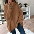 thumbnail image 1 of Guieoi Womens Sweaters 2025 Womens Sweaters Clearance Solid Color TurtleNeck Knit Pile Collar Plus Size Loose TurtleNeck Sweater Brown Black*Friday/Cyber*Monday Clearance, 1 of 5