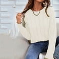 thumbnail image 1 of Guieoi Womens Sweaters 2025 Womens Sweaters Clearance Winter Trendy Casual Button Round Neck Solid Color Sweater Tops Blouse White Black*Friday/Cyber*Monday Clearance, 1 of 8