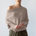thumbnail image 1 of Guieoi Womens Sweaters 2025 Womens Sweaters Clearance one Shoulder Loose Long Sleeve Knitted Sweater Beige Black*Friday/Cyber*Monday Clearance, 1 of 6