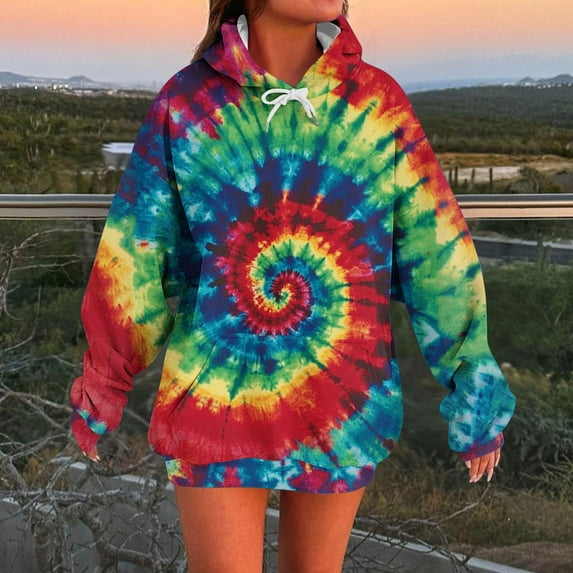 Guieoi Womens Tops under $10 Womens Printing Blouses Hooded Sweatshirts Long Sleeved Pocket 2025 Trendy Top Red Black*Friday/Cyber*Monday