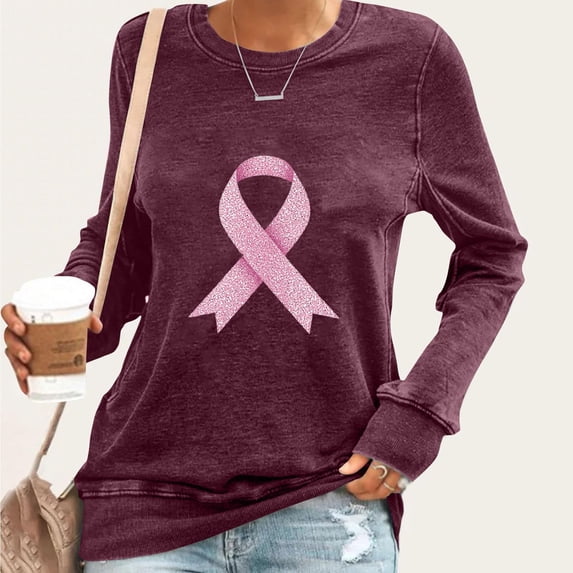 Guieoi Womens Tops under $10 Womens Printing Blouses Long Sleeve Round Neck Pullover 2025 Trendy Top Red Black*Friday/Cyber*Monday