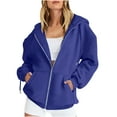 thumbnail image 1 of Guieoi Womens Tops under $10 Women Winter Warm Casual Long Sleeve Hooded Solid Sweatshirt Coat Blue Black*Friday/Cyber*Monday, 1 of 7