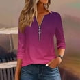 thumbnail image 1 of Guieoi Womens Tops Plus Size 2025 Trendy Womens Casual Printed Round Neck Long Sleeve T-shirt Blouse Zipper Tops Pink Black*Friday/Cyber*Monday, 1 of 5