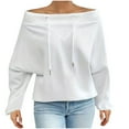 thumbnail image 1 of Guieoi Womens Tops Plus Size 2025 Trendy Womens Casual Solid Round Neck Long Sleeve Hoodie Tops White Black*Friday/Cyber*Monday, 1 of 5