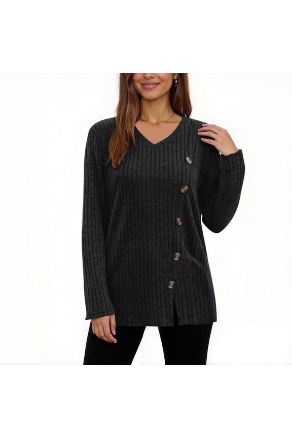 Womens Tops Plus Size Sweaters For Women Trendy Long Sleeve Shirts Loose Tunic Tops 2024 Black Black*Friday/Cyber*Monday Clearance