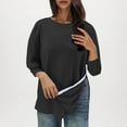 thumbnail image 1 of Guieoi Womens Tops Plus Size Trendy Women's Casual Print Round Neck 3/4 Sleeve T-shirt Blouse Black Black*Friday/Cyber*Monday, 1 of 5