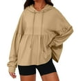 thumbnail image 1 of Guieoi Womens Tops Plus Size Trendy Womens Solid Casual Long Sleeve Ladies Hooded Sweatshirts Blouse Tops Brown Black*Friday/Cyber*Monday, 1 of 9
