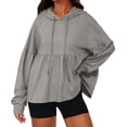 thumbnail image 1 of Guieoi Womens Tops Plus Size Trendy Womens Solid Casual Long Sleeve Ladies Hooded Sweatshirts Blouse Tops Gray Black*Friday/Cyber*Monday, 1 of 9