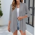 thumbnail image 1 of Guieoi Womens Tops Plus Size Women's Casual 3/4 Sleeve Cardigan Soft Open Front Cardigans Gray Black*Friday/Cyber*Monday Clearance, 1 of 9