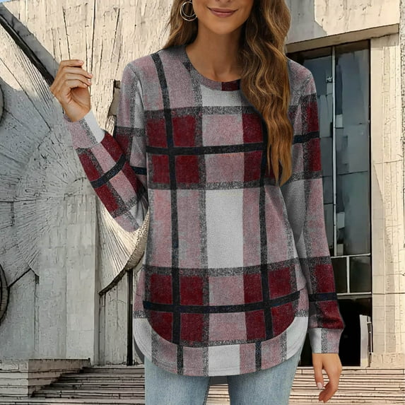 Guieoi Womens Tops Plus Size Women's Casual Loose Solid Color Pocket Long Sleeved Hooded Sweatshirt Top Red Black*Friday/Cyber*Monday