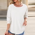 thumbnail image 1 of Guieoi Womens Tops Plus Size Women's Casual Round Neck Sweatshirt Long Sleeve Shirts Fall Pullover Tops White Black*Friday/Cyber*Monday, 1 of 9