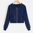 thumbnail image 1 of Guieoi Womens Tops Plus Size Women's Casual Solid Color Zipper Pocket Top Hoodie Blue Black*Friday/Cyber*Monday, 1 of 5