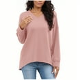 thumbnail image 1 of Guieoi Womens Tops Plus Size Women's Casual V Neck Sweatshirt Long Sleeve Shirts Fall Pullover Tops Pink Black*Friday/Cyber*Monday, 1 of 7