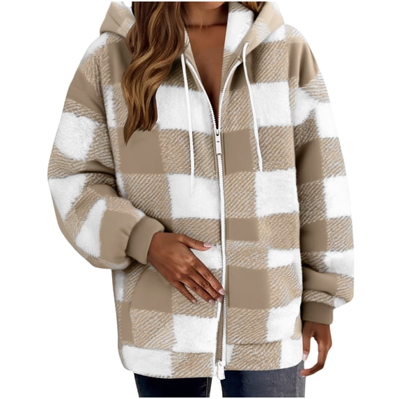 Guieoi Womens Tops Plus Size Women's Fall and Winter Straight Cardigan Button Pocket Coat Brown Black*Friday/Cyber*Monday Clearance