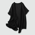 thumbnail image 1 of Guieoi Womens Tops Plus Size Women's Solid Color Loose Casual Pocket Mid-length Linen Cardigan Black Black*Friday/Cyber*Monday Clearance, 1 of 9