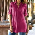 thumbnail image 1 of Guieoi Womens Tops Plus Size Women's Trendy Fall V Neck Three-quarter Sleeve Solid Pink Black*Friday/Cyber*Monday, 1 of 8