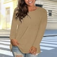 thumbnail image 1 of Guieoi Womens Tops Plus Size Women's Trendy Solid Loose Long Sleeve T-shirt Pullover Brown Black*Friday/Cyber*Monday, 1 of 6