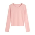 thumbnail image 1 of Guieoi Womens Tops Plus Size Womens Casual Round-neck Fall/Winter Long Sleeved Loose Blouses Shirts Pink Black*Friday/Cyber*Monday, 1 of 2
